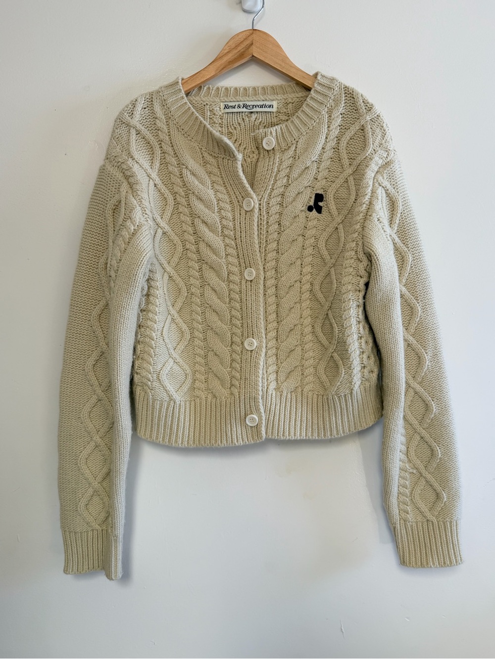 Rest and Recreation Cream Wool Chunky Cozy Coastal Cardigan One Size S/M